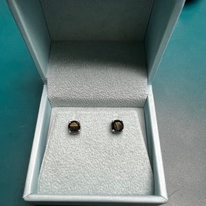 14-Karat White Gold 2Ctw Natural Black Diamond Stud Earrings
